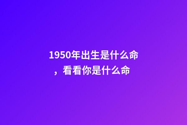 1950年出生是什么命，看看你是什么命-第1張-觀點-玄機派